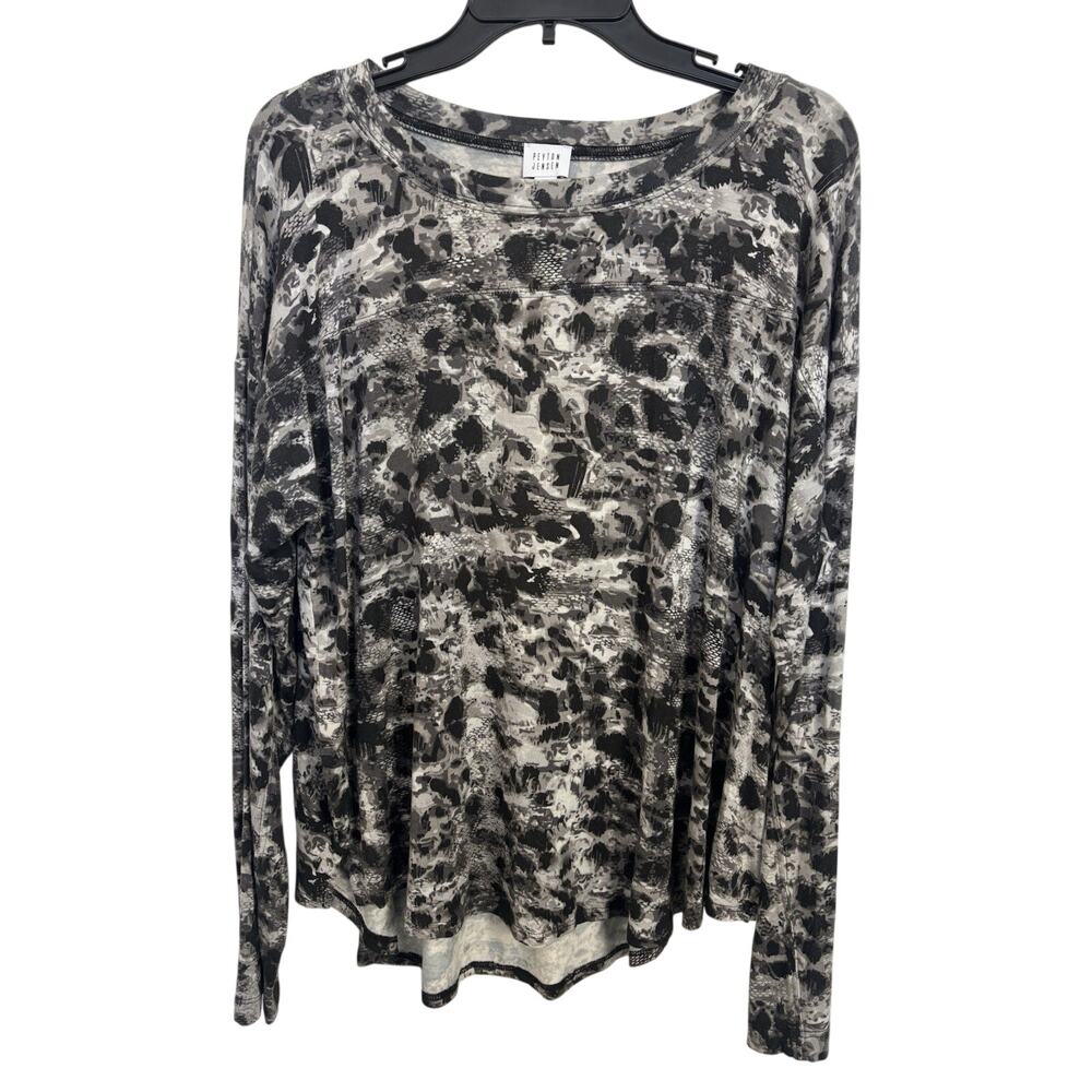 Peyton Jensen Animal Print Long Sleeve Top Size Large Stretch Mob Wife USA